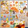 Forest Animal Window Clings for Kids 9PCS Autumn Clings, Thanksgiving Maple Leaf Pumpkin Stickers, Waterproof PVC Stickers Shop Windows Removable