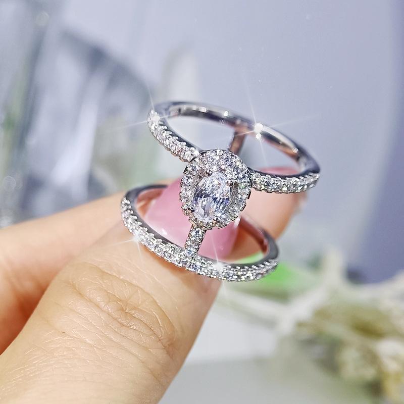 New Jewelry European and American Creative Cross Zircon Ring  Fashionable Ladies Engagement Ring