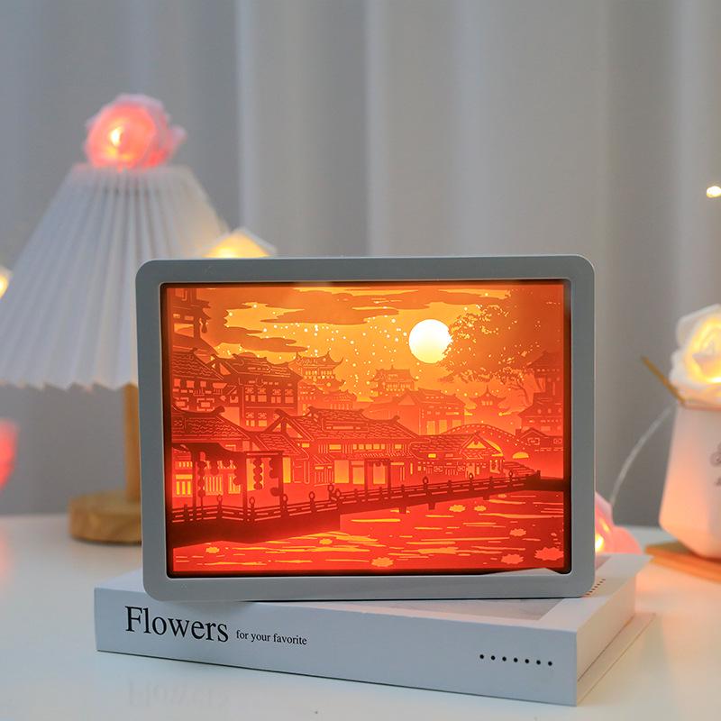 3D Paper Carving Night Light - Creative Shadow Lantern