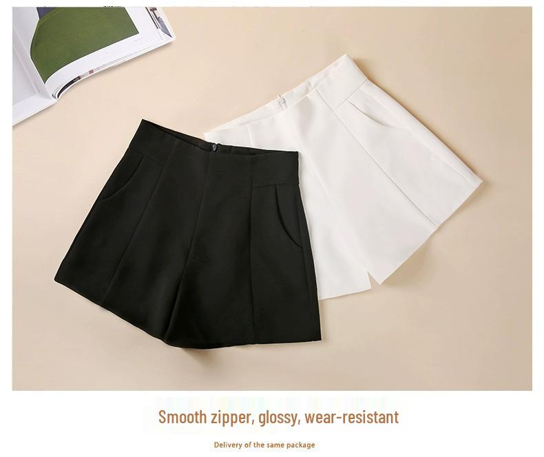 Women's Casual A-Line White Shorts: Slim, Versatile, High-Waist, Wide-Leg - 2024 Summer Fashion