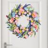Spring Wreath for Front Door Artificial Floral Wreath with Eucalyptus Leaf Lavender Wildflowers for Easter Indoor Outdoor Home Farmhouse Wall Decor