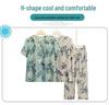 Grandma's Summer Short Sleeve Two-Piece Suit - Ice Silk Casual Wear for Middle-Aged and Elderly Women