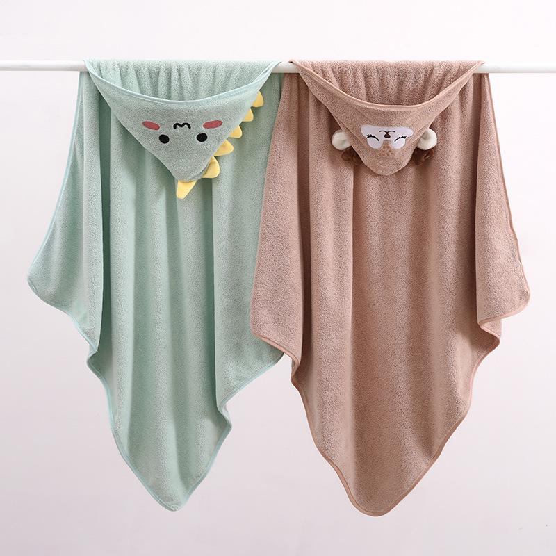Infant Cartoon Hooded Bath Towel & Swaddle Blanket - Absorbent and Cute Baby Cloak
