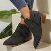 Außenhandel Übergröße spitze Chelsea Boots 2025 Herbst neu gekreuzter Riemen Seitenreißverschluss mittlerer Absatz Stiefeletten Damen 43