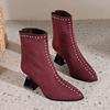 French short boots thin boots women's autumn and winter suede pointed high heel thin single boots and ankle boots