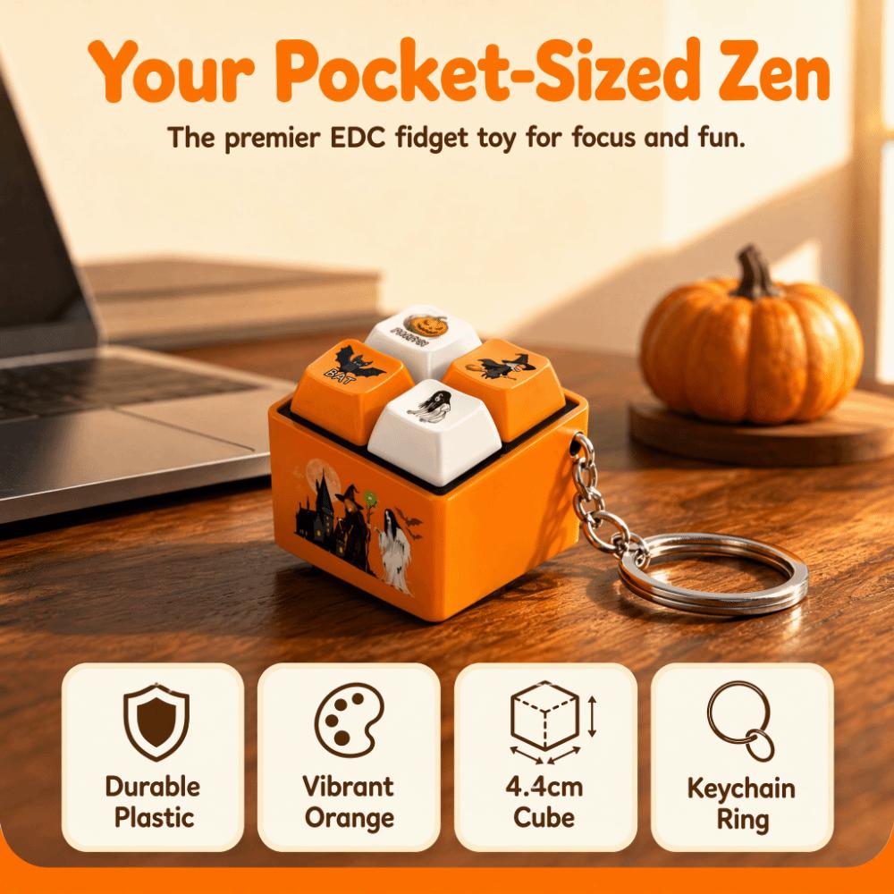 Press Button Fidget Keychain Pumpkin Shape Prank Toy Joke Quotes Pumpkin Keychain  Kids Adults