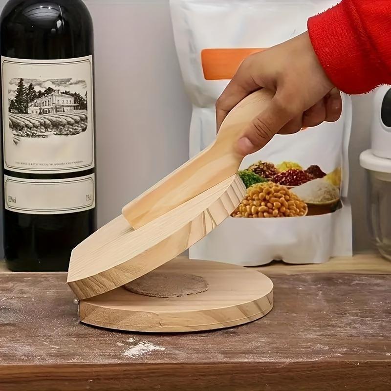 1pc Wooden Dough Press, Tortilla Press, Dumpling Skin Mold, Home Kitchen Accessories