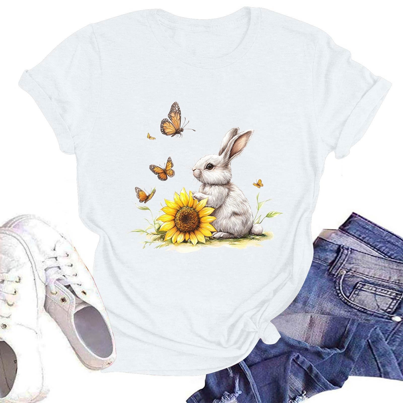 

Женская повседневная футболка с круглым вырезом и коротким рукавом XXL белый