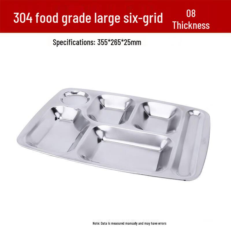 Qianxing 304 Stainless Steel Divided Meal Trays (5-Pack)