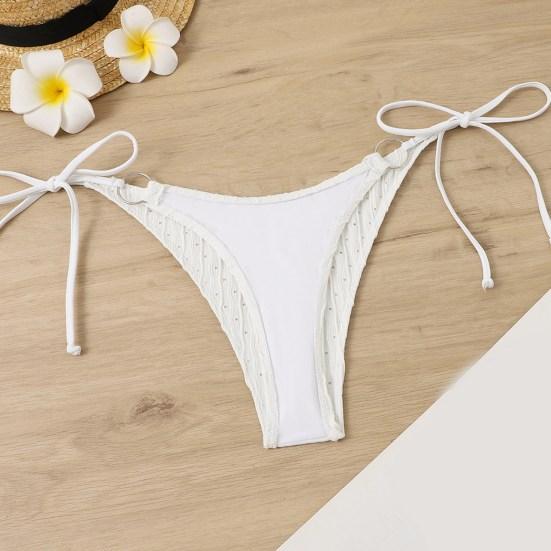 3Pcs/Set Women Sexy Bikini Set Solid Color Halter Bra Low-rise Lace-up Briefs Cover Up Skirt Set Swimwear Beachwear