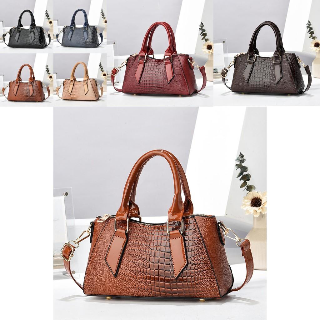 Fashionable Crocodile Textured Pillow Bag Chic Simple Handheld Shoulder Tote