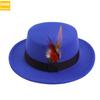 Men'S And Women'S Woolen Wool Flat Top Top Top Hat Retro Chicken Feather Jazz Hat Gentleman'S Hat Jdl-008A