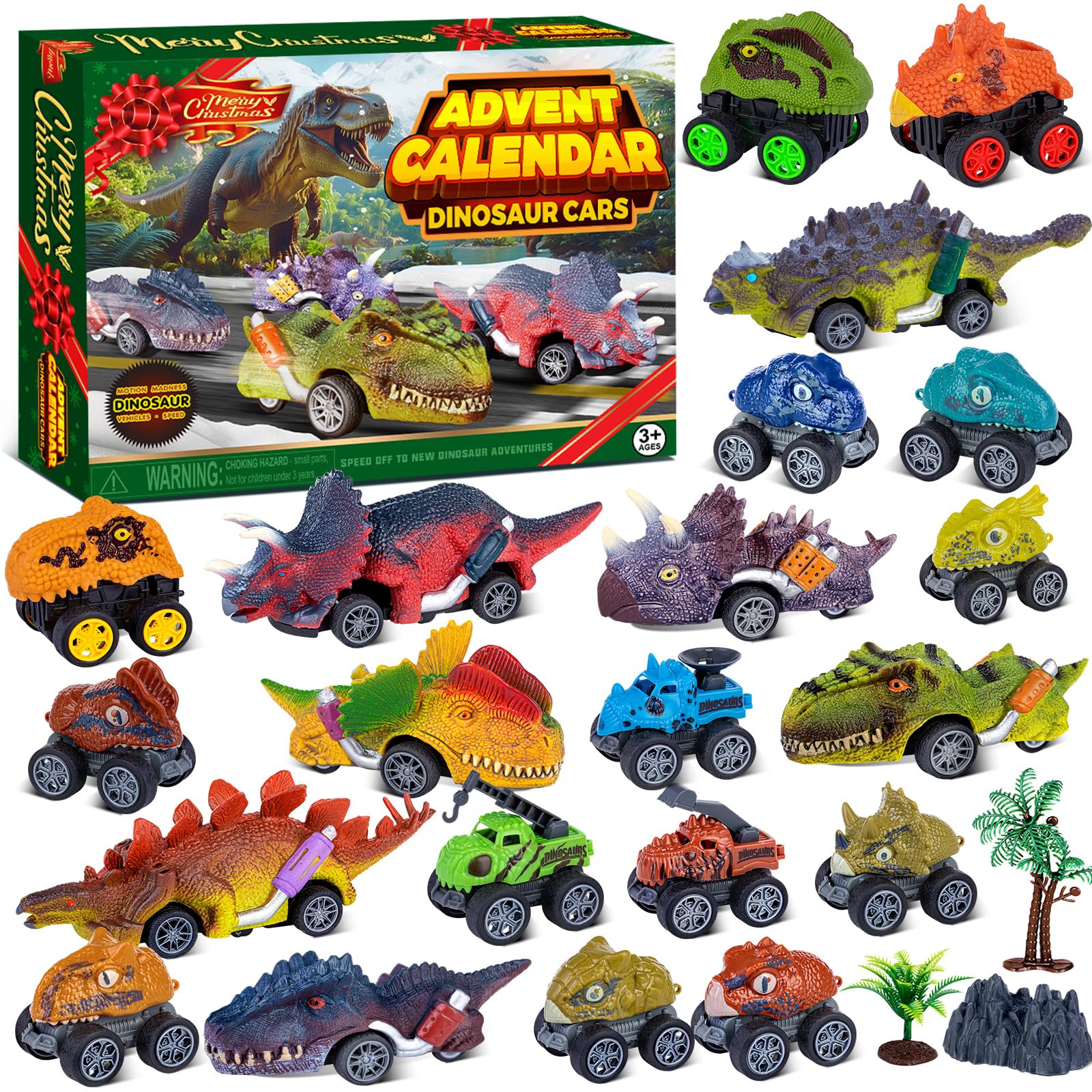 

Dinosaur Cars 24 Days Christmas Countdown Calendar Pull Back Cars Set Christmas Gift & Party Favor for Dinosaur Lovers China Mainland