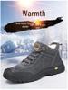 Vintersnøstøvler for menn: Ekte skinn, Tykk fløyel, Utendørs bomullssko med ullfôr for varme