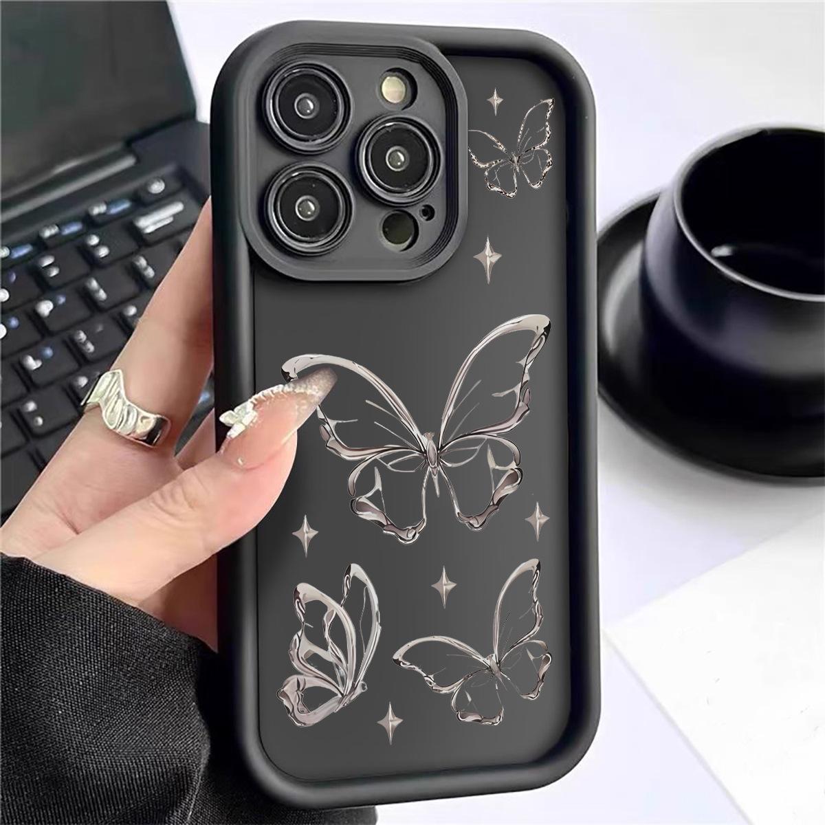 

Серебряный Чехол для iPhone 15/16/17 с Дизайном Бабочка-Крест, Алмазами, Лестницей из Песка и Черной Канавкой Xiaomi 12 Lite 5G чёрный