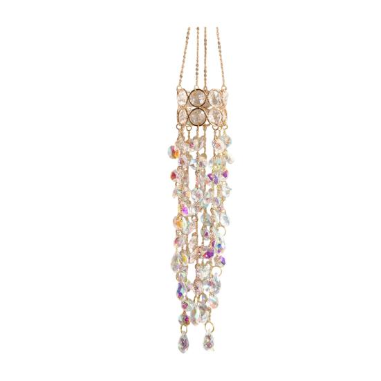 Faux Crystal Wind Chime for Outside, Window Hanging Sun Catcher, Prism Rainbow Maker Pendant for Home, Garden, Patio, Porch