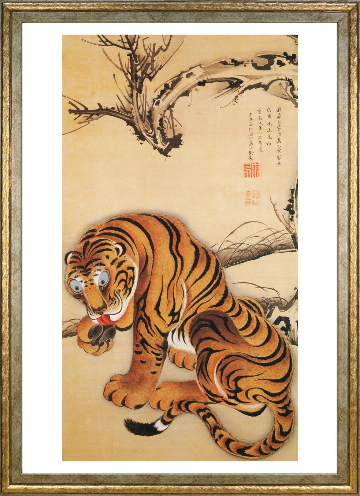 

Ito Jakuchu (Tiger) Poster, A3 Size, Interior Wallpaper, Painting, Art Poster, Gold Frame