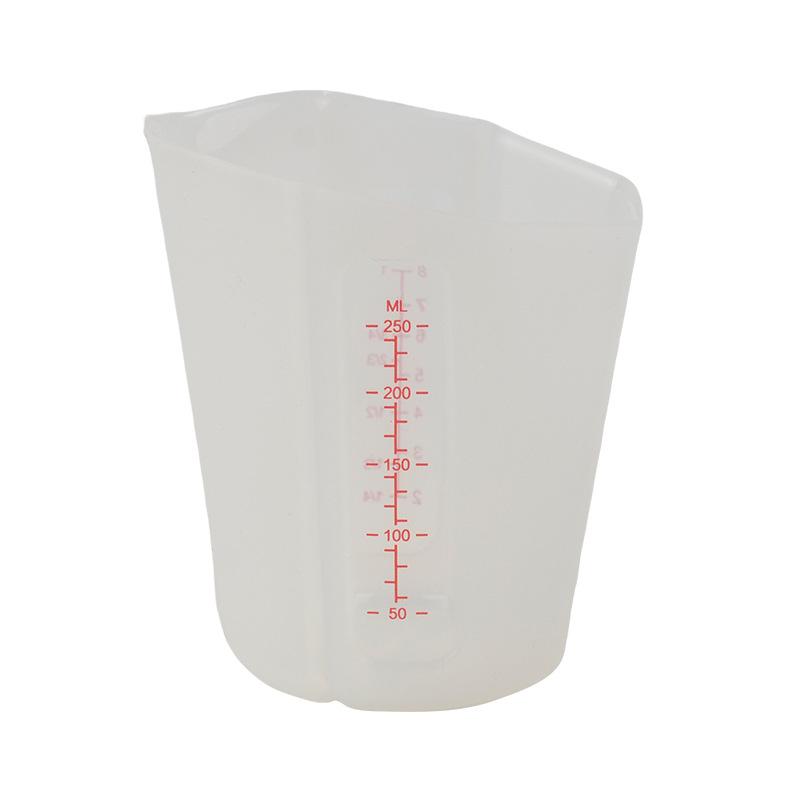 

1 шт. 250 мл силіконова мірна склянка зі шкалою, прозора мірна склянка, термостійка, м яка мірна склянка, інструмент для випічки білий