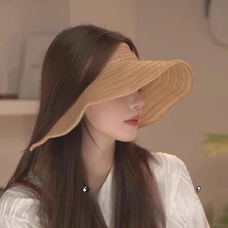 Wide Simple Brimmed Women Summer Casual Sun Shading Woven Hat For Out Going