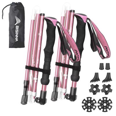 BISINNA Folding Trekking Set of Compact Adjustable for Outdoor and Includes Dedicated Storage Easy To Carry Poles, Lightweight, 2, Aluminum, Length,