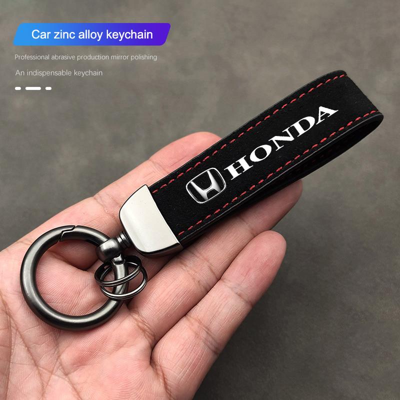 Suede Car Keyring Pendant Car Emblem Keychain For Honda Civic Accord Crosstour Spirior Odyssey Avancier UR-V Sienna Elysion CR-Z TT5