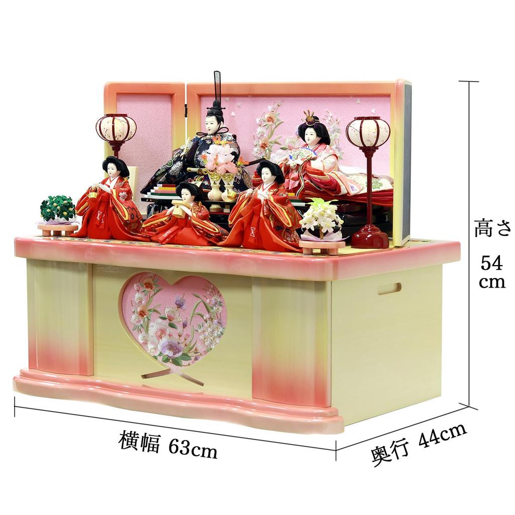 Hina Hina Storage Storage Decoration for 5 Three Princess In Decoration for 5 Pink Blurred Storage Width 63 X Depth 44 X Height 54 Cm VHS2506Z Doll,