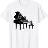 Puppy Dog Playing Piano Music Graphic Unisexs Breathable Cotton TShirt Round Neck Tee