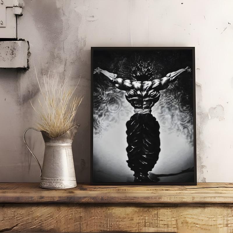 B-BakiES Muscle Man Japan Anime Poster Sticky Wall Art Printing Waterproof Home Living Bed Room Bar Hallway Aesthetic Decor