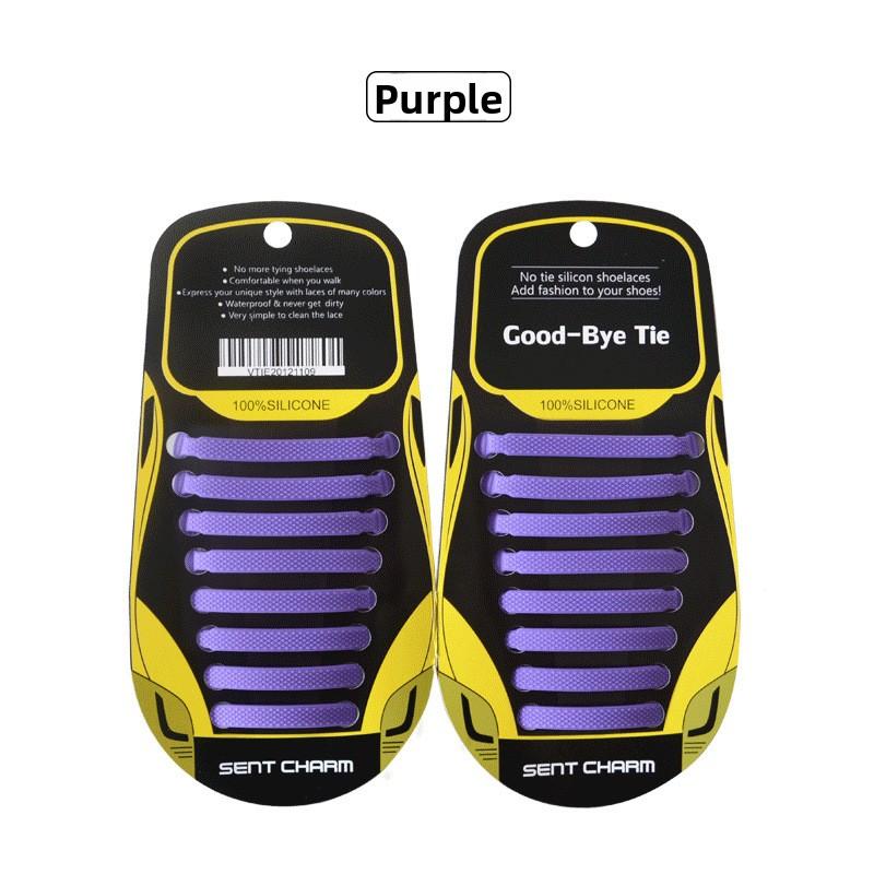 

Textured Elastic Multi-size I-shaped Silicone Shoelaces with Cool Lazy Shoelaces 16 Sets, Durable Durable Durable фіолетовий