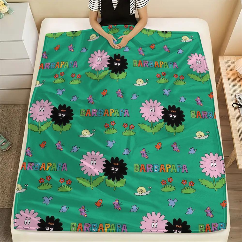 Barbapapa2 Flannel Blanket, High quality Comfortable for All Seasons, Home Decor, Warmth and Comfort