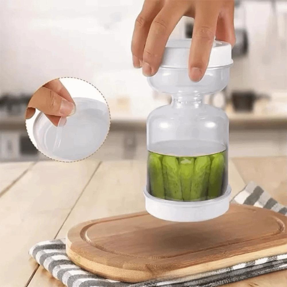 New Airtight Strainer Jar Transparent Reusable Pickle Container Juice Separator Easy Wash Hourglass Jar Kitchen Use