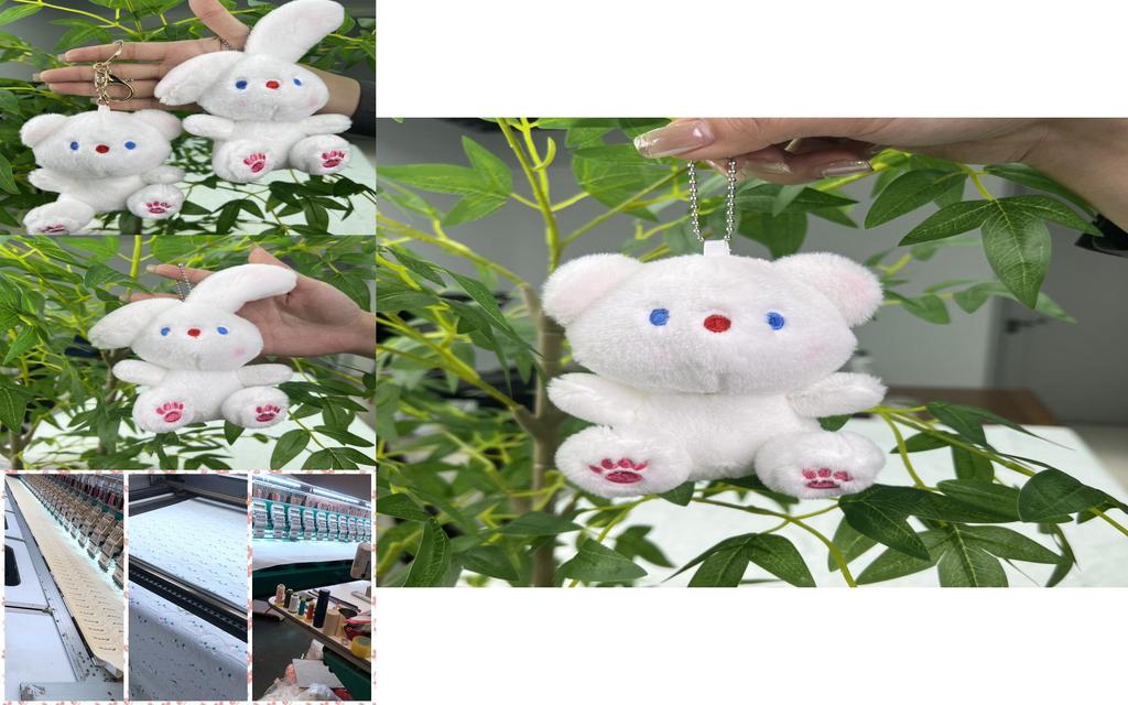 Adorable Plush Bunny And Bear Keychain Pendant With Soft Short Fur For Cute Accessories