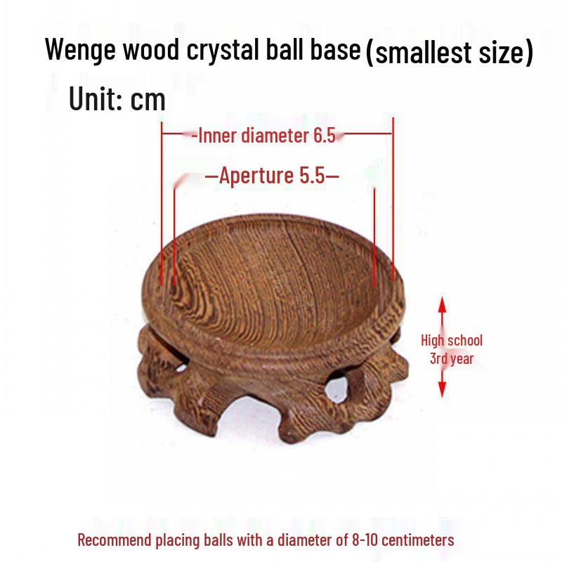 Gourd Crystal Ball Wooden Base Handcrafted Round Concave Stand