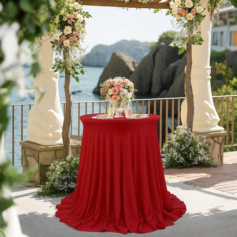 1PC High Top Table Cloth Round Table Cover Cocktail Tablecloth Skirt With Wave Fold 60*110CM