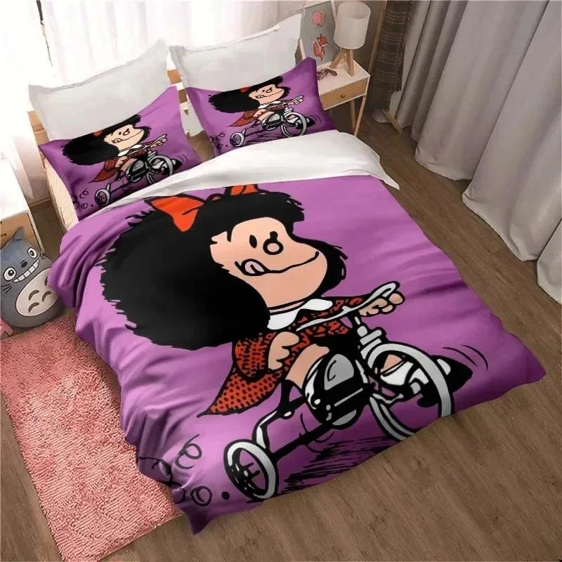 

3D Kawaii Anime Mafalda All Season Twin Printed Bed Set Duvet Cover Pillowcase Bedding Set Linen Sheet Quilt Cover Queen Size 135x200cm
