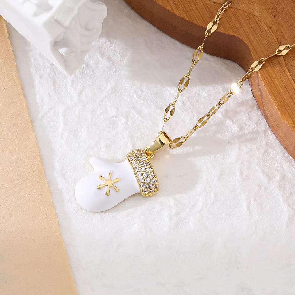Popular Christmas Series Necklaces: Santa Claus, Peace Tree, Holiday Element Micro-Paved Drip Oil Pendant
