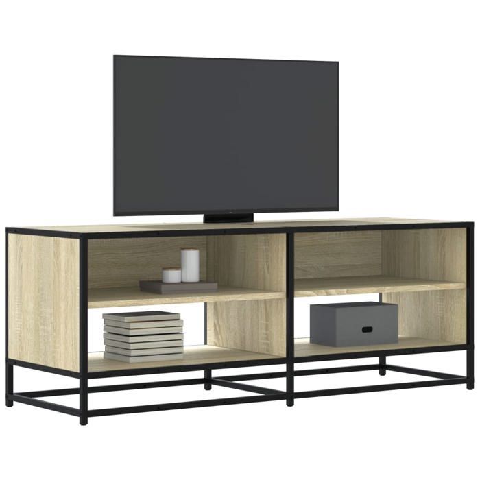 VidaXL Meuble TV chêne sonoma 120,5x40x46cm bois d'ingénierie et métal, banc TV, meuble hifi, centre de divertissement, 848890
