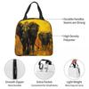 Dusk Elephant Herd African Savannah Elephant Insulated Lunch Bag for Women Kids Leakproof Food Boxes Thermal Lunch Box Tote