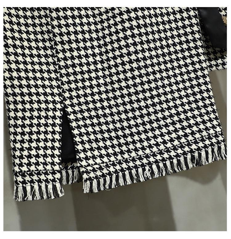 2021 Spring Houndstooth Skirt Suit: Chic Xiaoxiang Celebrity Style, Slim Fit for Women