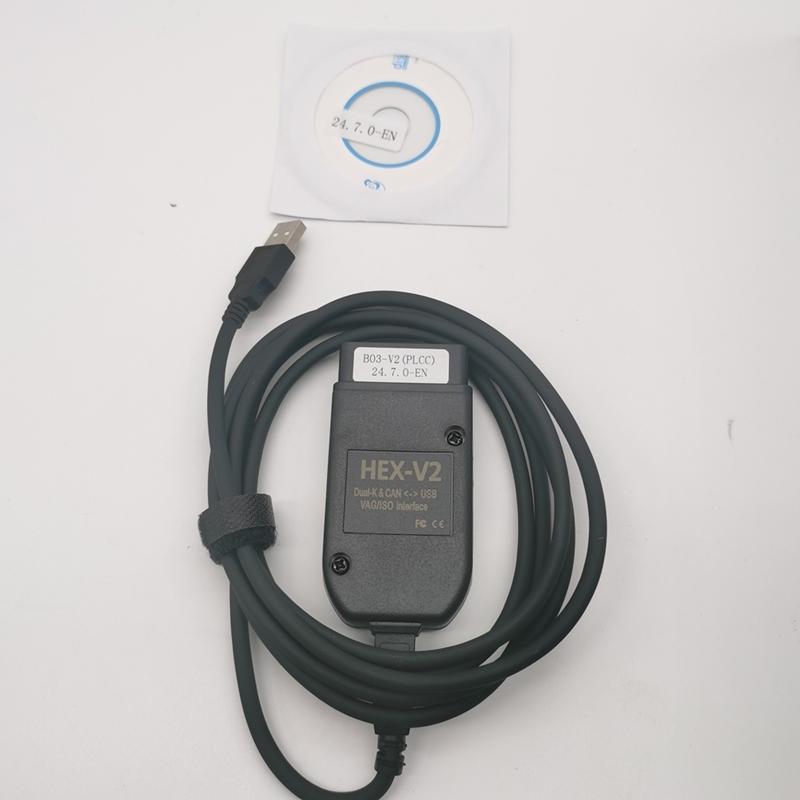 Newest VCDS 24.7 VAG Scanner Tool Cable OBD2 Diagnostic HEX V2 Wesheu VCDS VAG COM For  SKODA VW Car-A58X