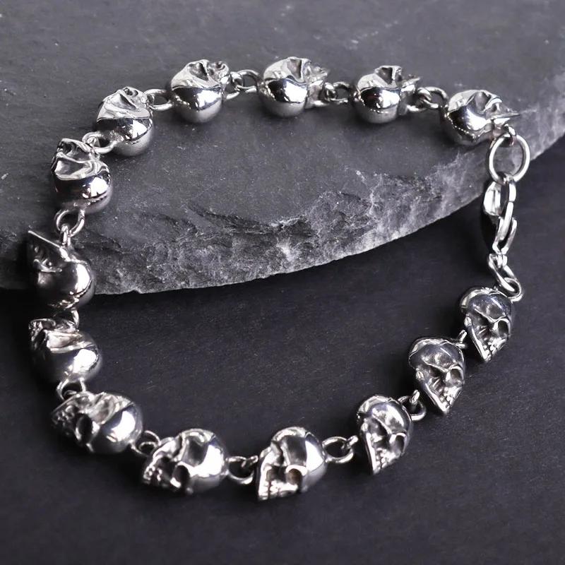 Domineering Lion Head Animal Bracelet Men\'s Stainless Steel Braided Chain Wristband Bracelet Hip Hop Jewelry