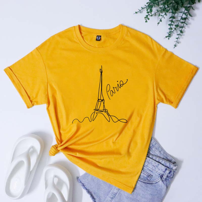 Minimalist Eiffel Tower Art Line TShirt Fashion Girls Trip Vacation Tops Tees Casual Unisex Cest La Vie Paris Travel Tshirt