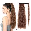 Ponytails Magic Tape Corn Wave Curly Ponytail Extension 22Inch 55cm Long Synthetic Hairpiece for Women