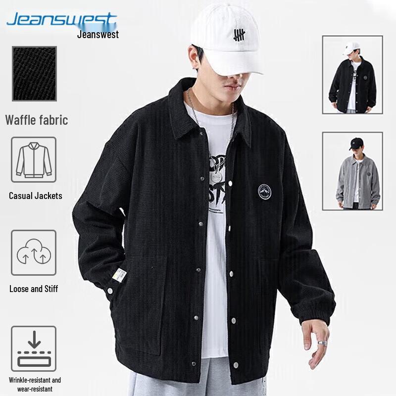 JEANSWEST Men's 2025 Autumn Waffle Collar Jacket