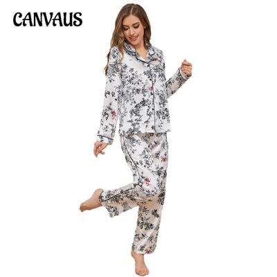 Damenpyjama Herbst und Winter Simulation Seide Langarmhose Homewear Anzug