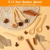 6PCS Bamboo Spoons, Mini Wooden Spoons 5.12 Inch, Multi-purpose Small Teaspoons for Condiments Spices Honey Ice Cream Coffee Kitchen & Serving