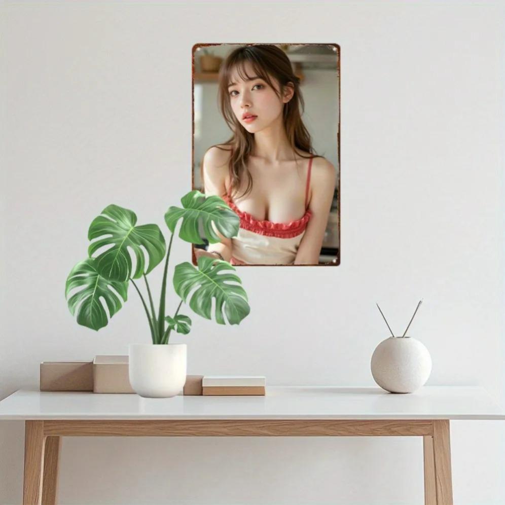 Anime Girl Metal Wall Art Retro Home Decor for Room Garage Cafe Holiday Gift