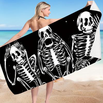 Serviette de plage Crâne Moderne, Microfibre Super Absorbante Séchage Rapide Légère Protection Solaire pour Camping Anniversaire d'Été Voyage