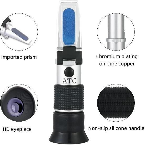 Honey Refractometer Beekeeper Tester 3 in 1 58-90% Brix Sugar 38-43% Baume 10-33% Water Portable Bees Hand-held Refractometer