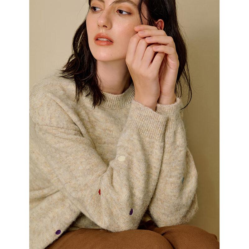 INMAN Women's Wool Blend Drop Shoulder Knit Sweater